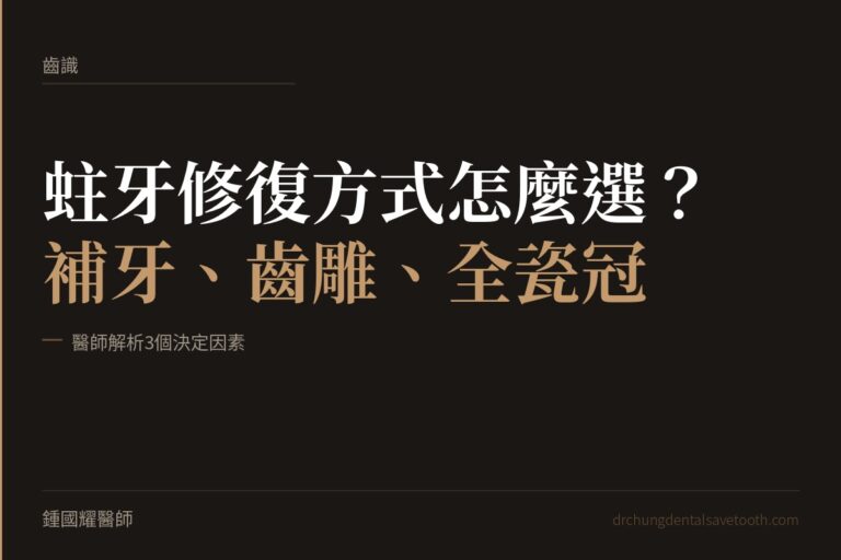 蛀牙修復方式怎麼選？醫師解析補牙、齒雕、全瓷冠的3個決定因素｜桃園鍾國耀醫師